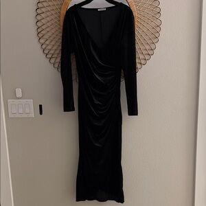Velvet Black Long Sleeve Dress